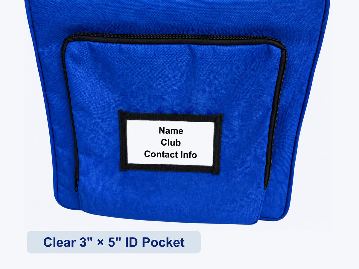 Clear 3 by 5 inch ID pocket on the Pro Pak Carrying Case, with a card visible through the window