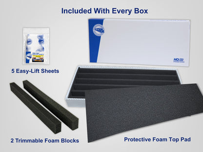 Included with every Pro Pak HO Standard box — foam top pad, 2 trimmable foam blocks, 5 Easy-Lift Sheets