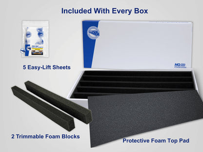 Included with every Pro Pak HO Tall box — foam top pad, 2 trimmable foam blocks, 5 Easy-Lift Sheets
